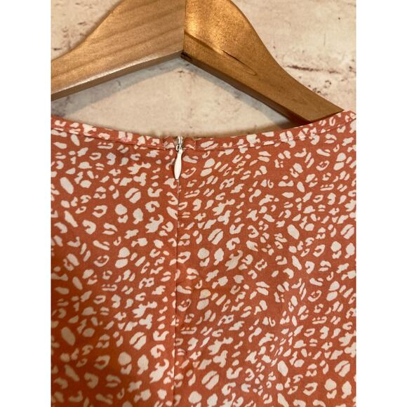 Suzanne Betro Midi Dress Womens 1XL Pink Cheetah Leopard Print Ruched Cinched - Picture 14 of 15